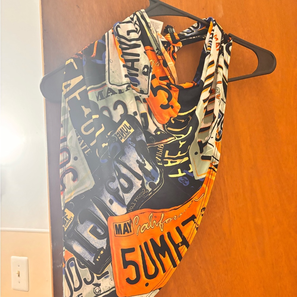 Colorful License Plate Print Bandana Top